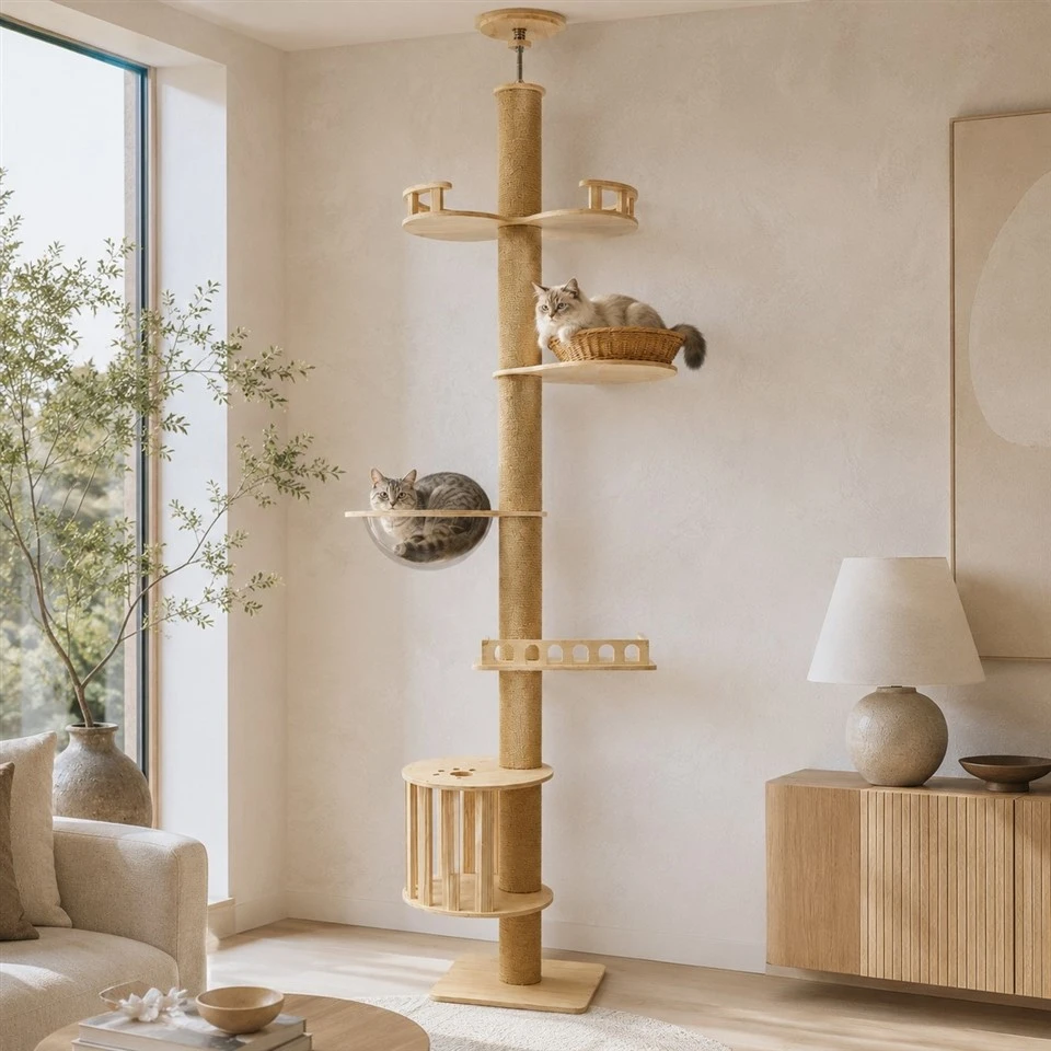 Premium Wooden Cat Tower With Multi-Rest Spot high quality